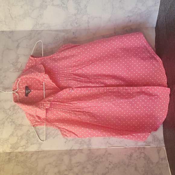 Gap Kids Pink Poka Dot Girls Button Down Sleevesless Shirt SizeXL - Picture 1 of 7